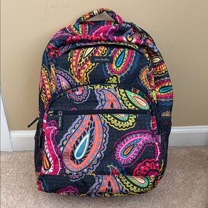 Vera Bradley Black Multicolor Paisley Quilted Backpack
